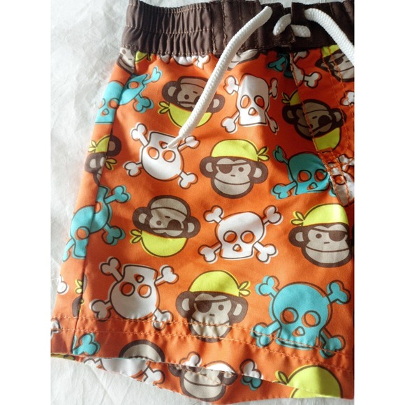 Old Navy Monkey Pirates Swim Trunks / Board Shorts Baby Boy - Picture 2 of 5